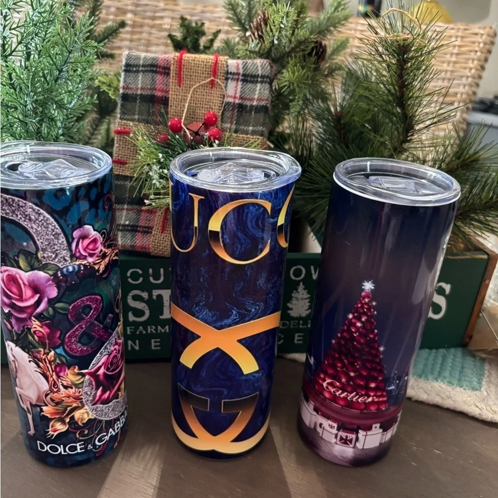 Grinch Christmas Tumbler Travel Cup with Lid & Reusable Straw